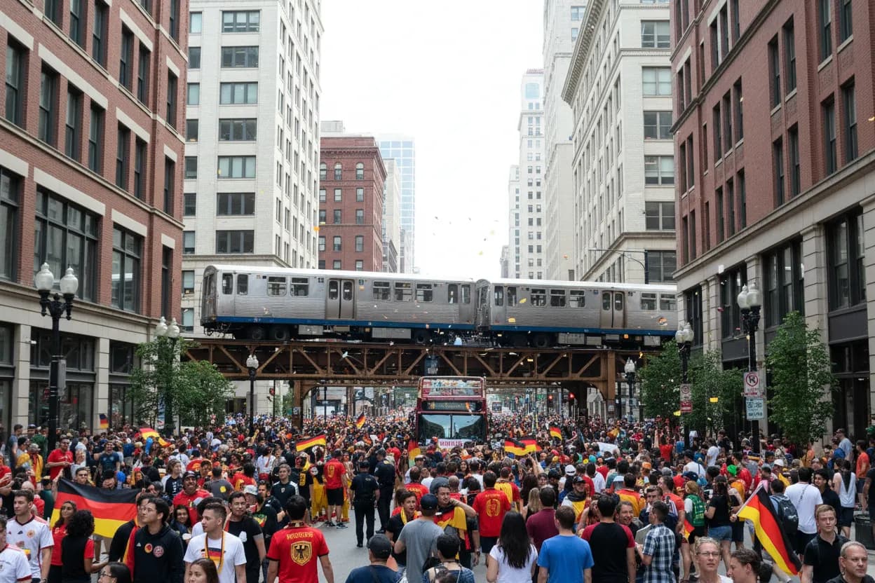 Bright public fan atmosphere for Germany in Chicago