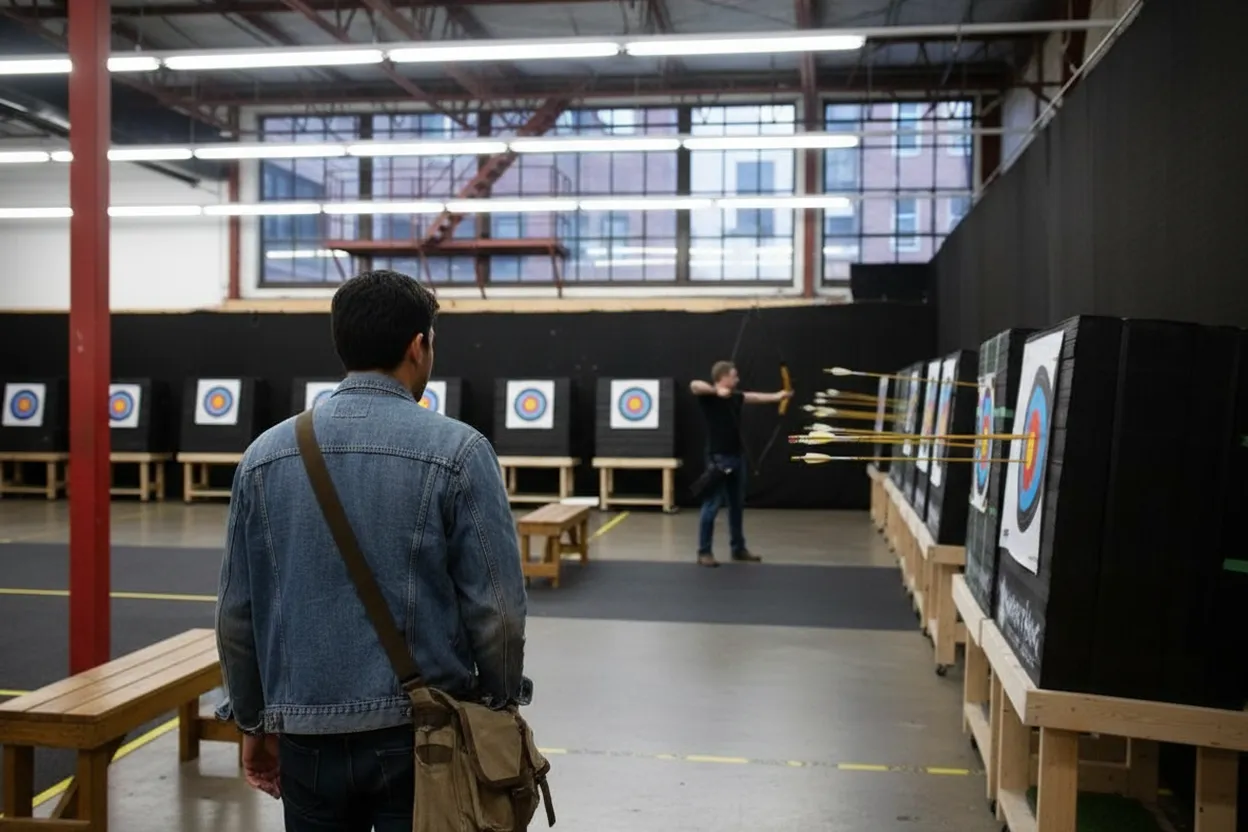 NYC experience scene for Gotham Archery Intro Class for a Rainy Gowanus Date With Real Targets