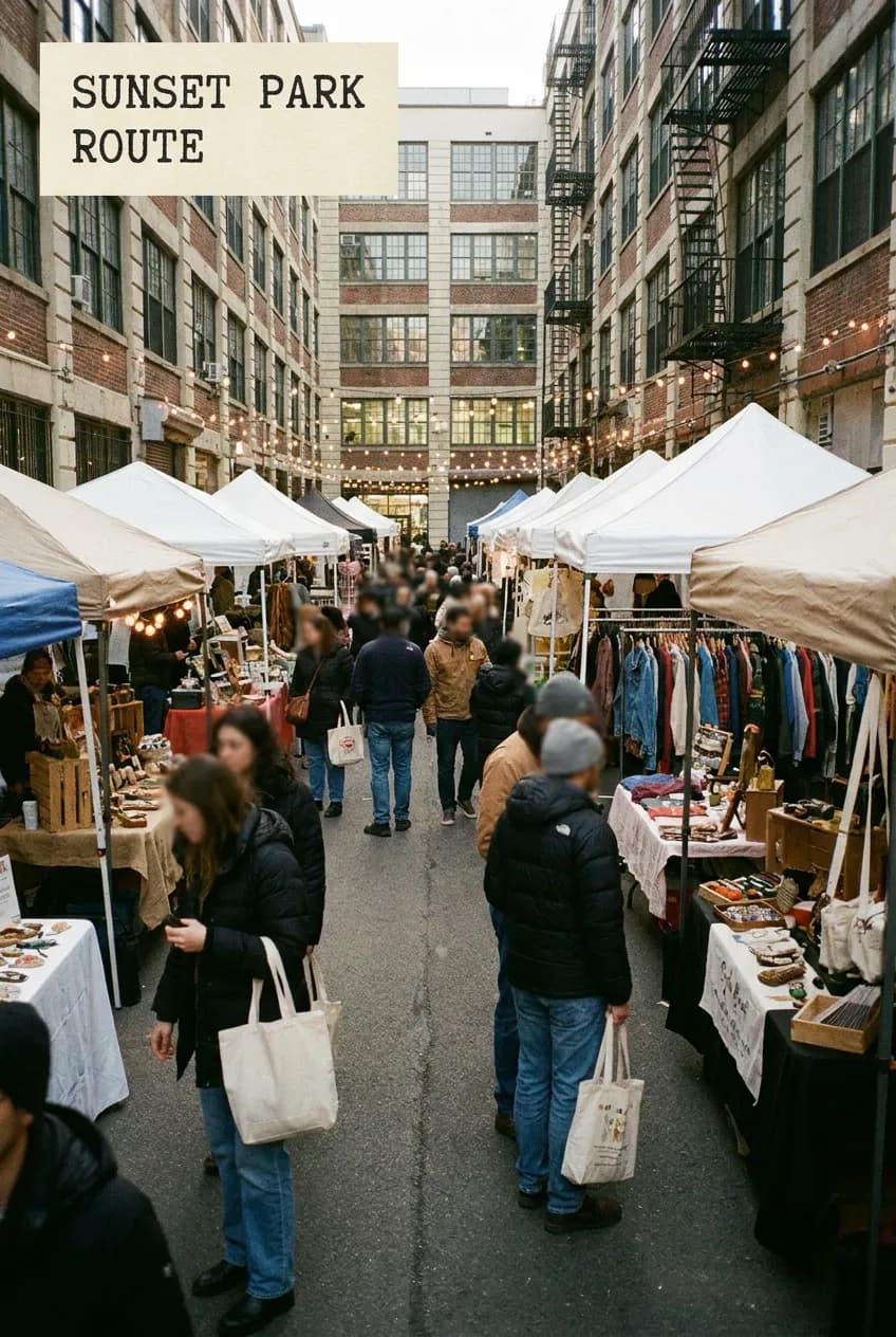 Industry City courtyard route for Grand Bazaar NYC's Brooklyn pop-up