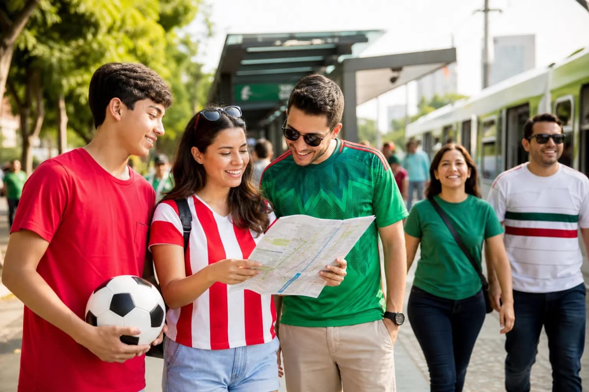 Guadalajara fans checking a World Cup match-day route