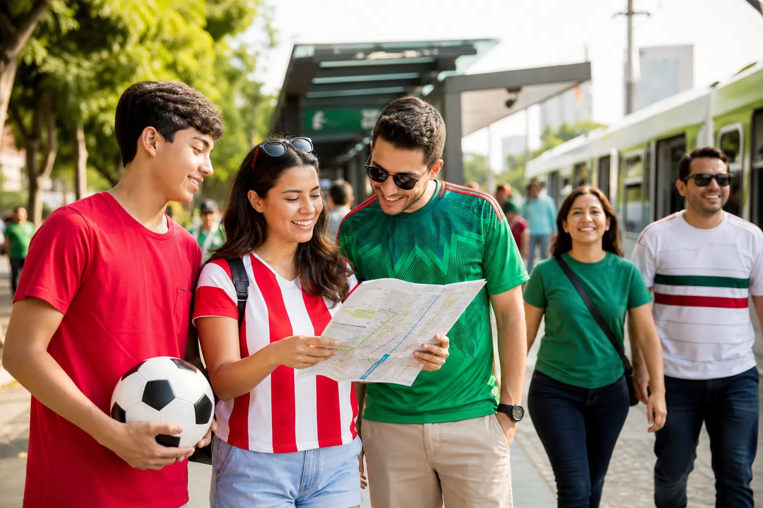 Guadalajara fans checking a World Cup match-day route