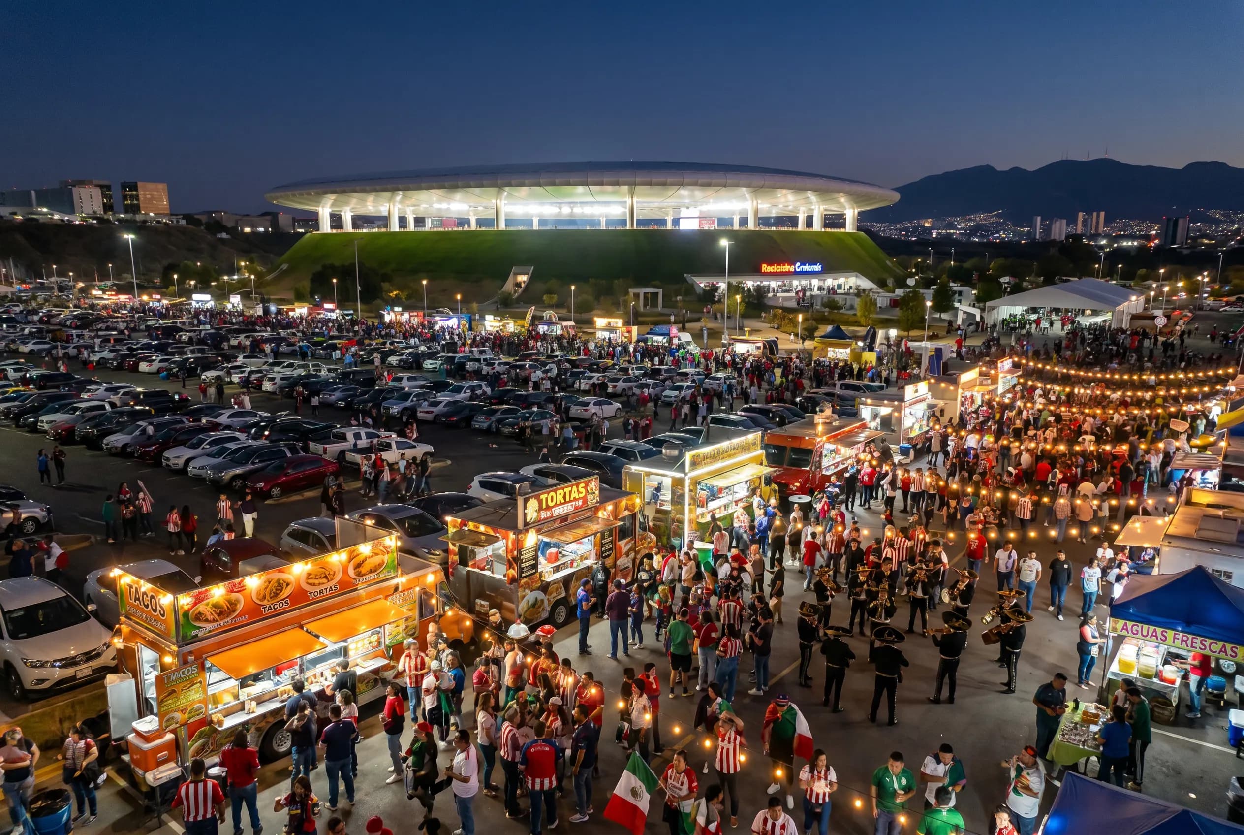 Bright World Cup match-day scene in Guadalajara.