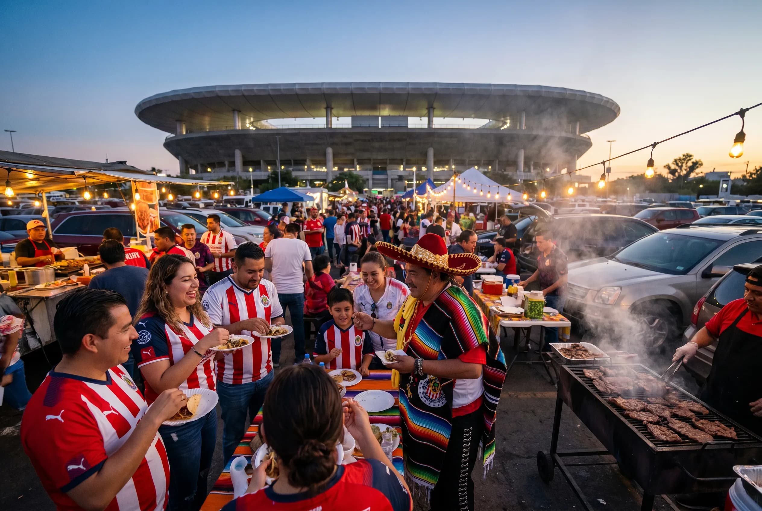 World Cup supporters navigating Guadalajara during match day.