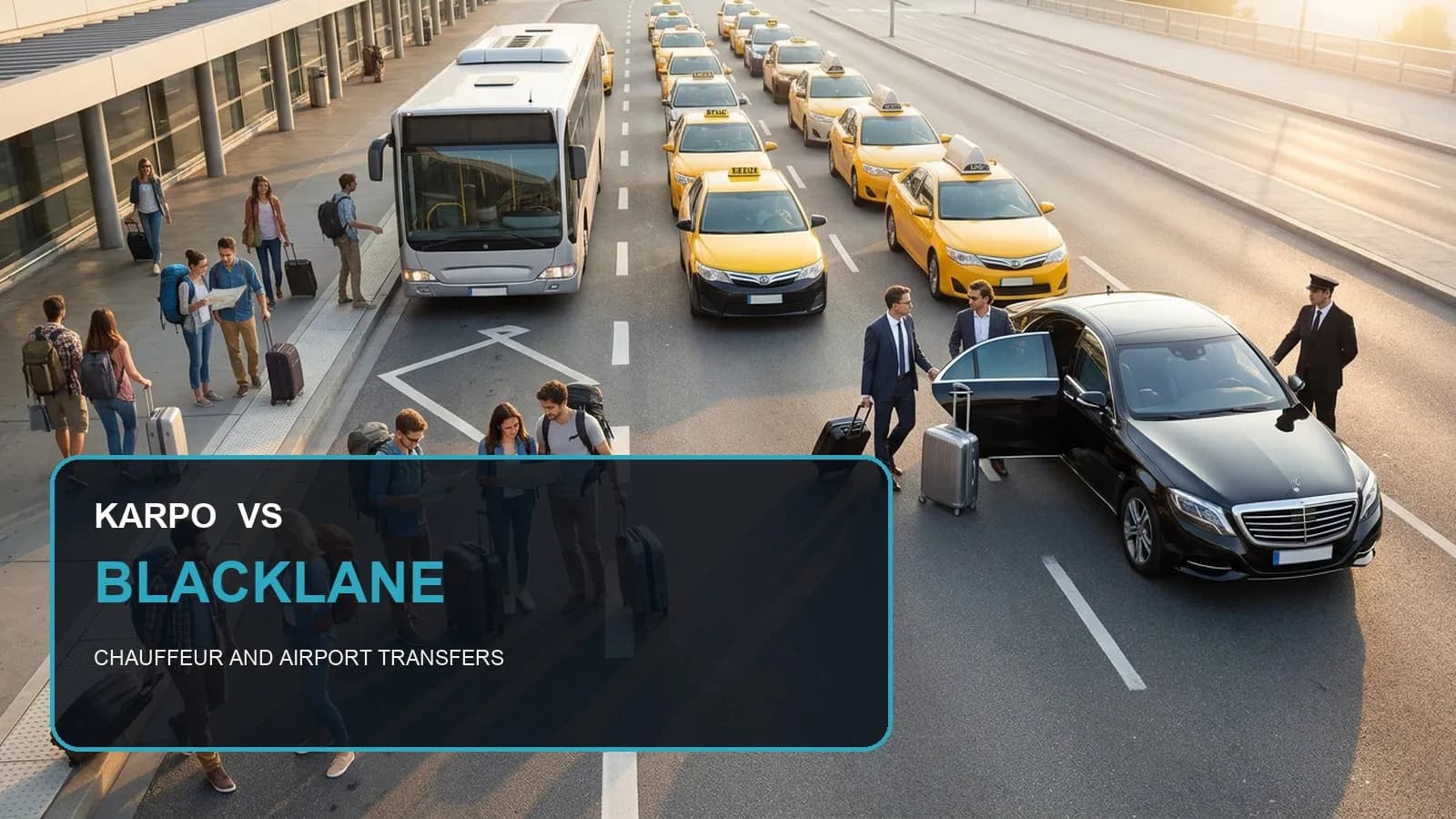Karpo versus Blacklane in a photorealistic editorial comparison.