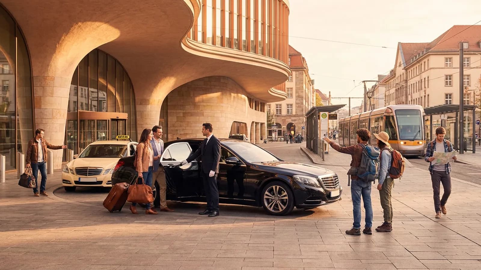 Photorealistic scene showing Karpo coordinating the wider day around Blacklane.