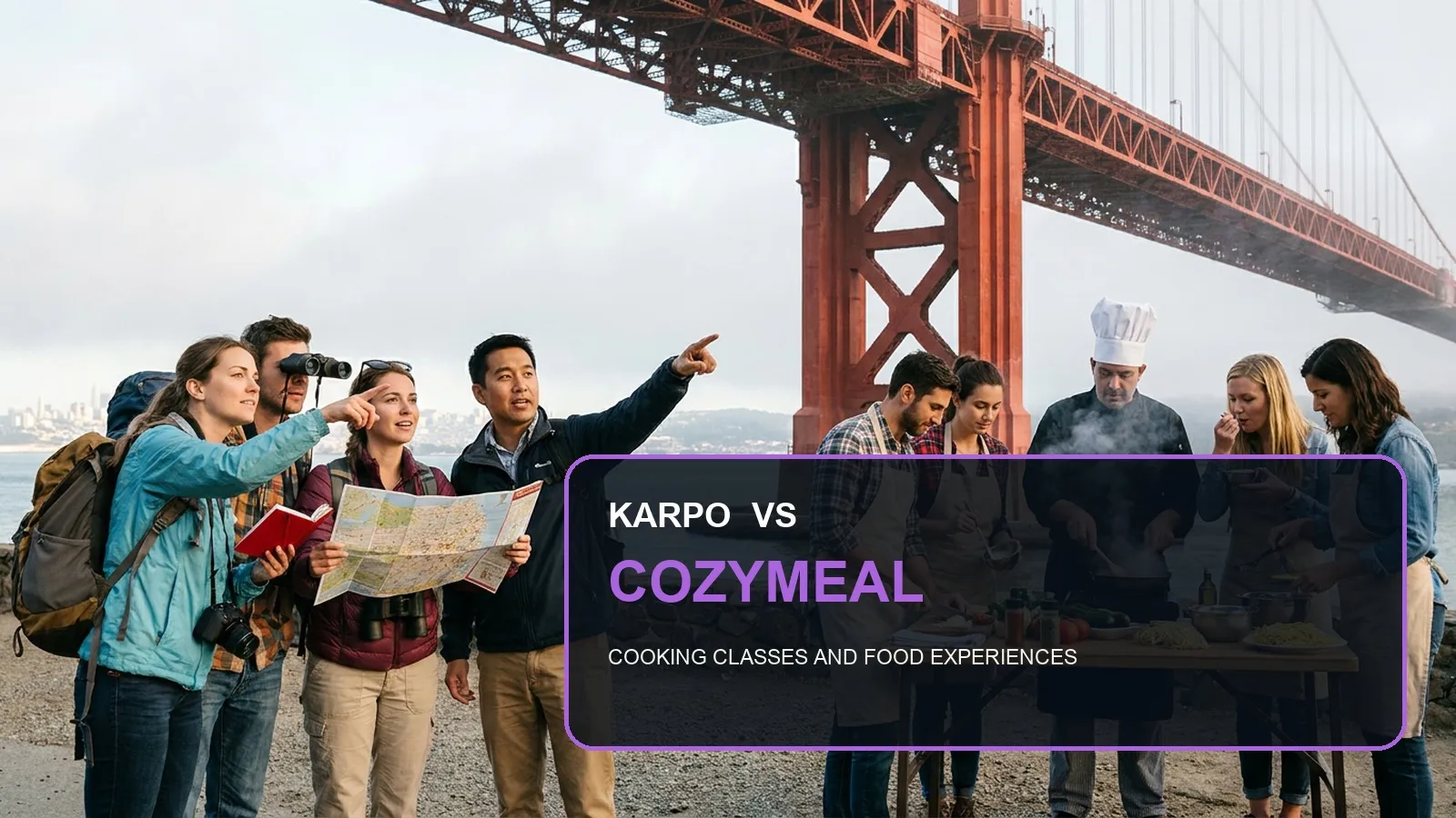 Karpo versus Cozymeal in a photorealistic editorial comparison.