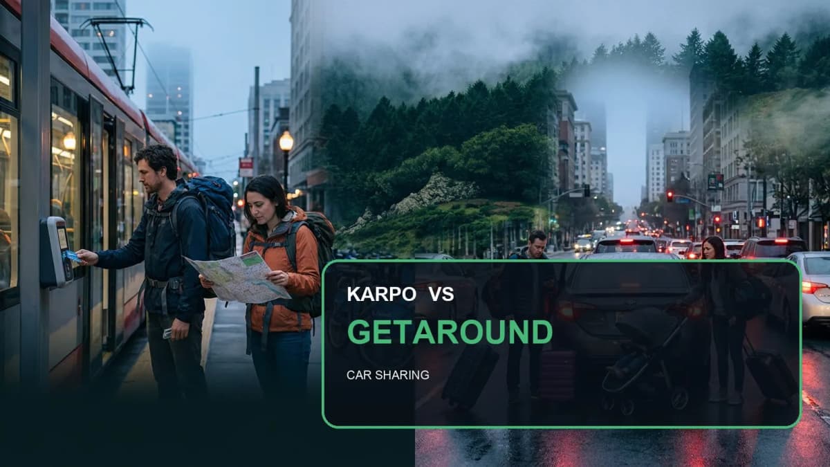 Karpo versus Getaround in a photorealistic editorial comparison.