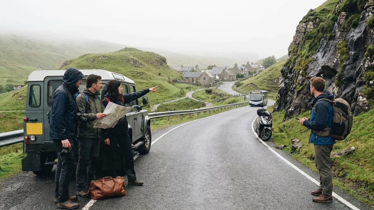 Photorealistic scene showing Karpo coordinating the wider day around Gojek.