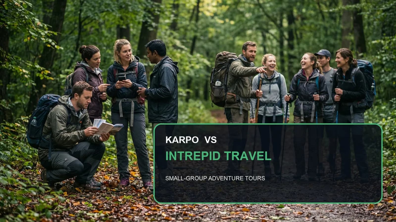 Karpo versus Intrepid Travel in a photorealistic editorial comparison.