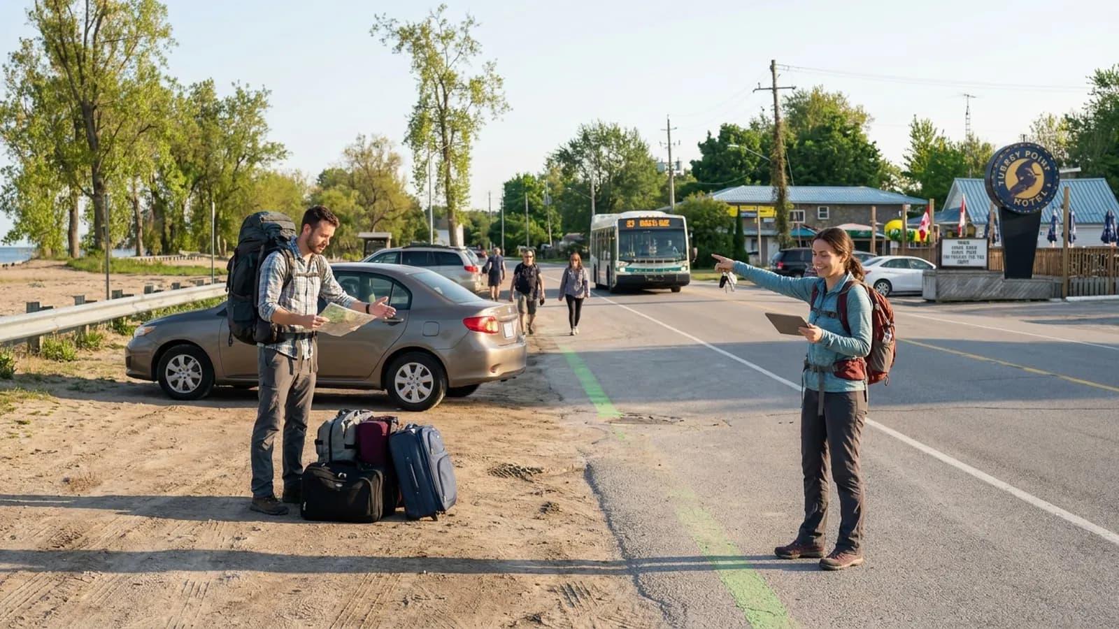 Photorealistic scene showing Karpo coordinating the wider day around Kyte.