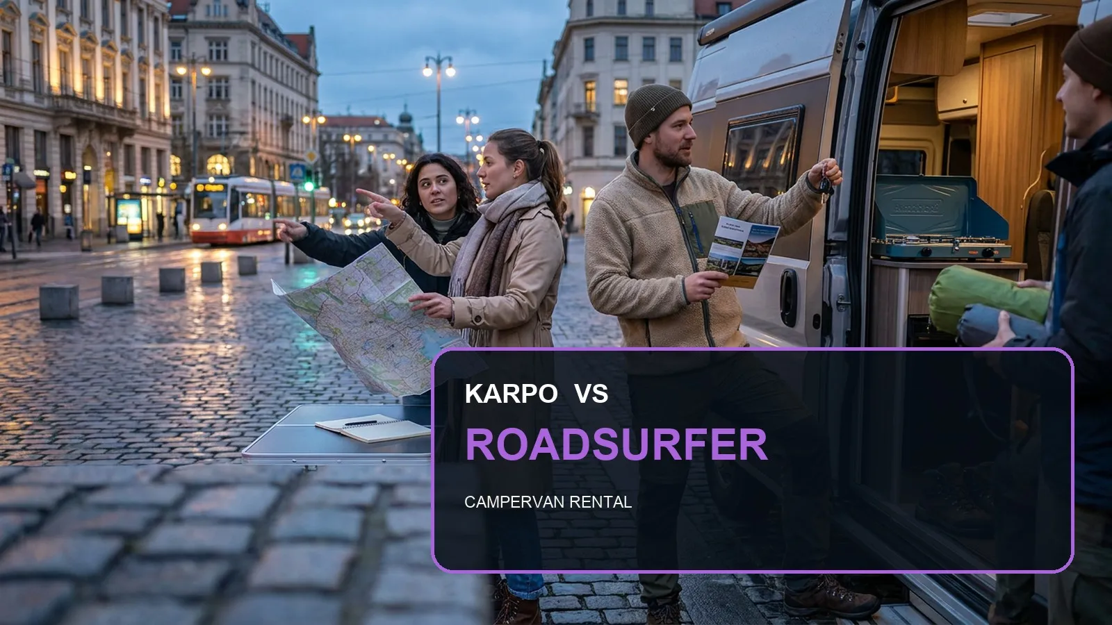 Karpo versus roadsurfer in a photorealistic editorial comparison.