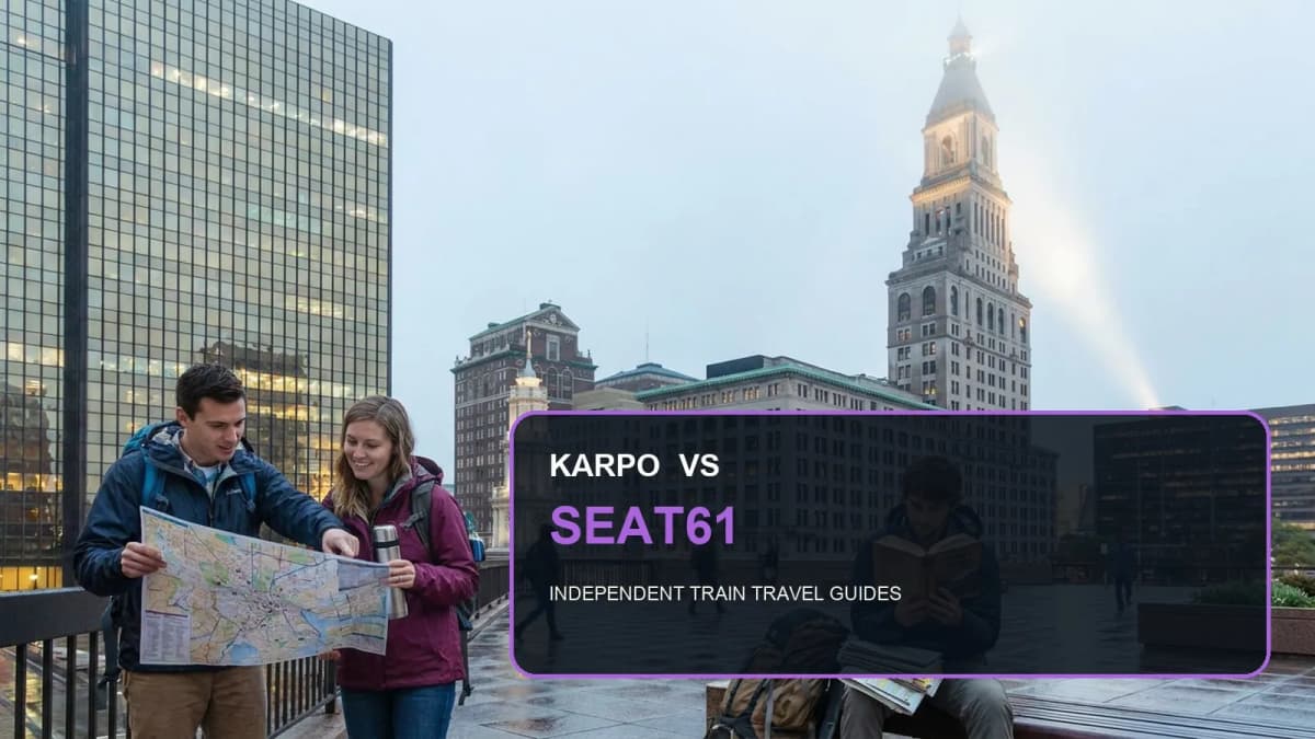 Karpo versus Seat61 in a photorealistic editorial comparison.