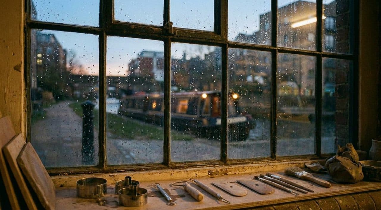 A Hackney Ceramics Studio Where Canal Light Filters Into the Evening Drop-In Session - scene