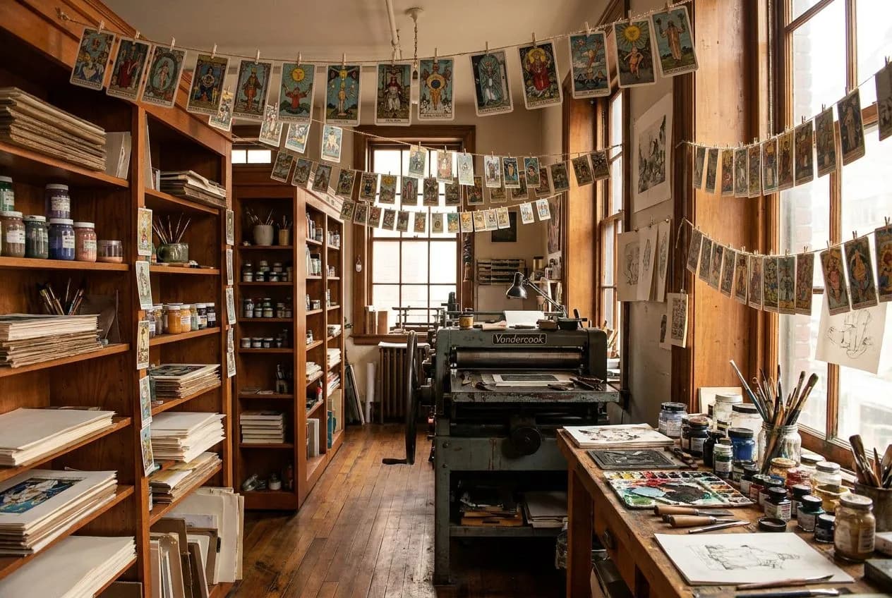 Hand-Painted Tarot Card Illustration Studio and Small Press in Astoria