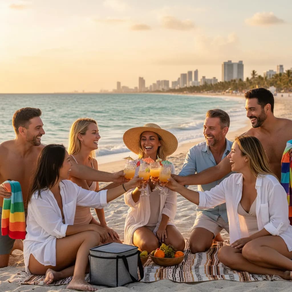 haulover beach group outing scene for Miami