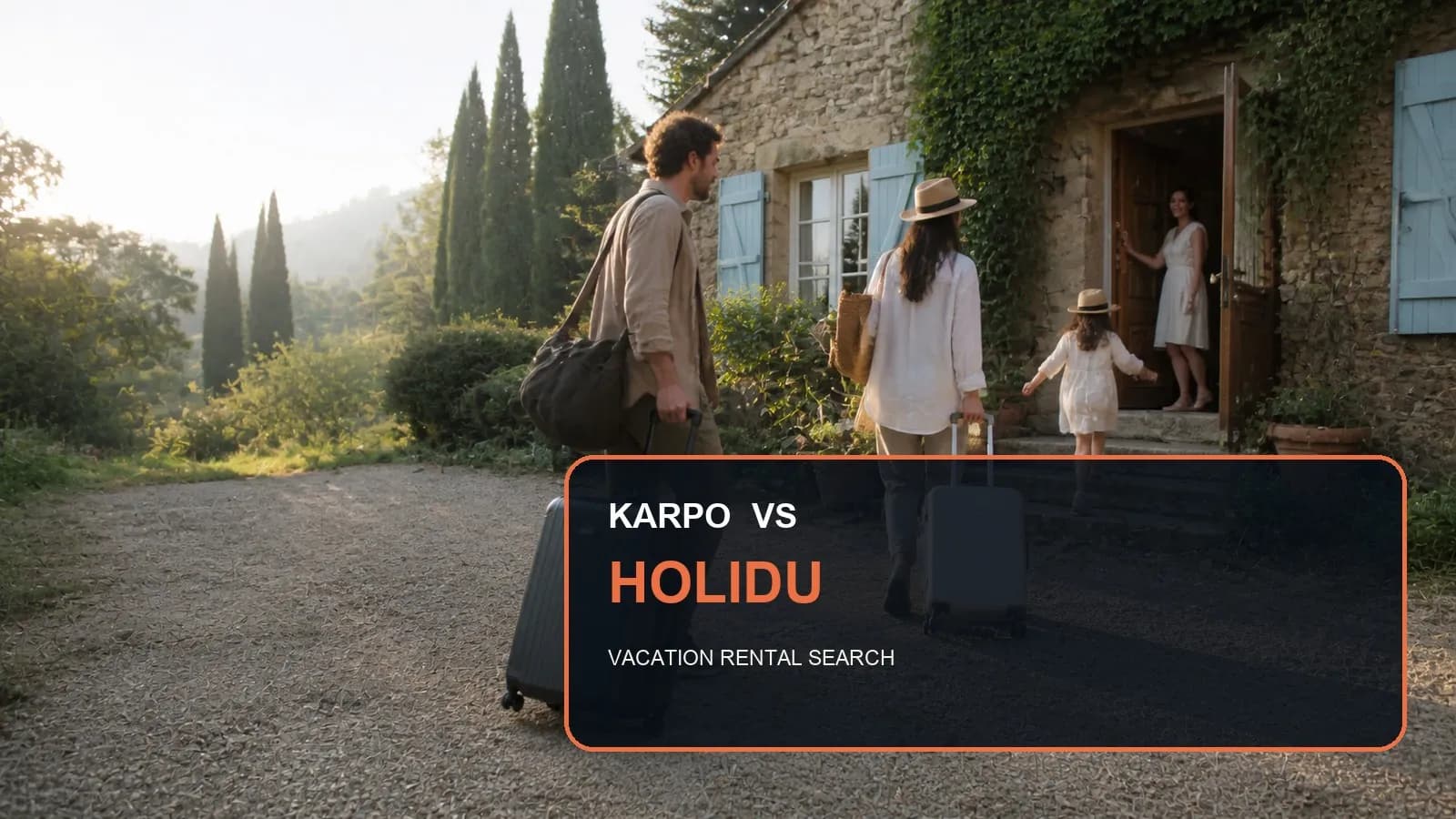 Karpo versus Holidu in a photorealistic editorial city comparison.