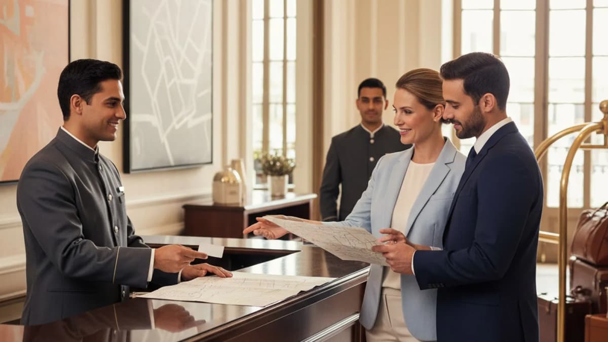 Real-world editorial scene showing Karpo's proactive local planning compared with Hotels.com