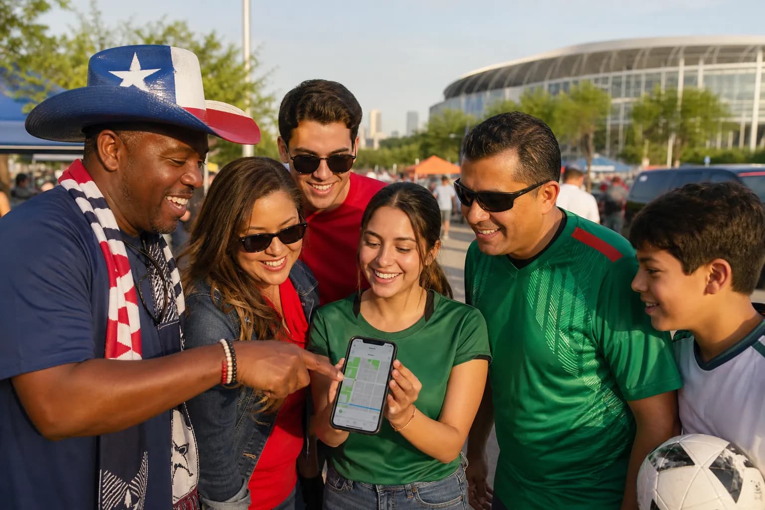 Houston fans planning a parking-lot exit after a World Cup match