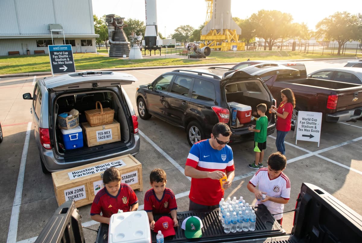 A bright practical scene for houston world cup parking space center and tex mex guide.