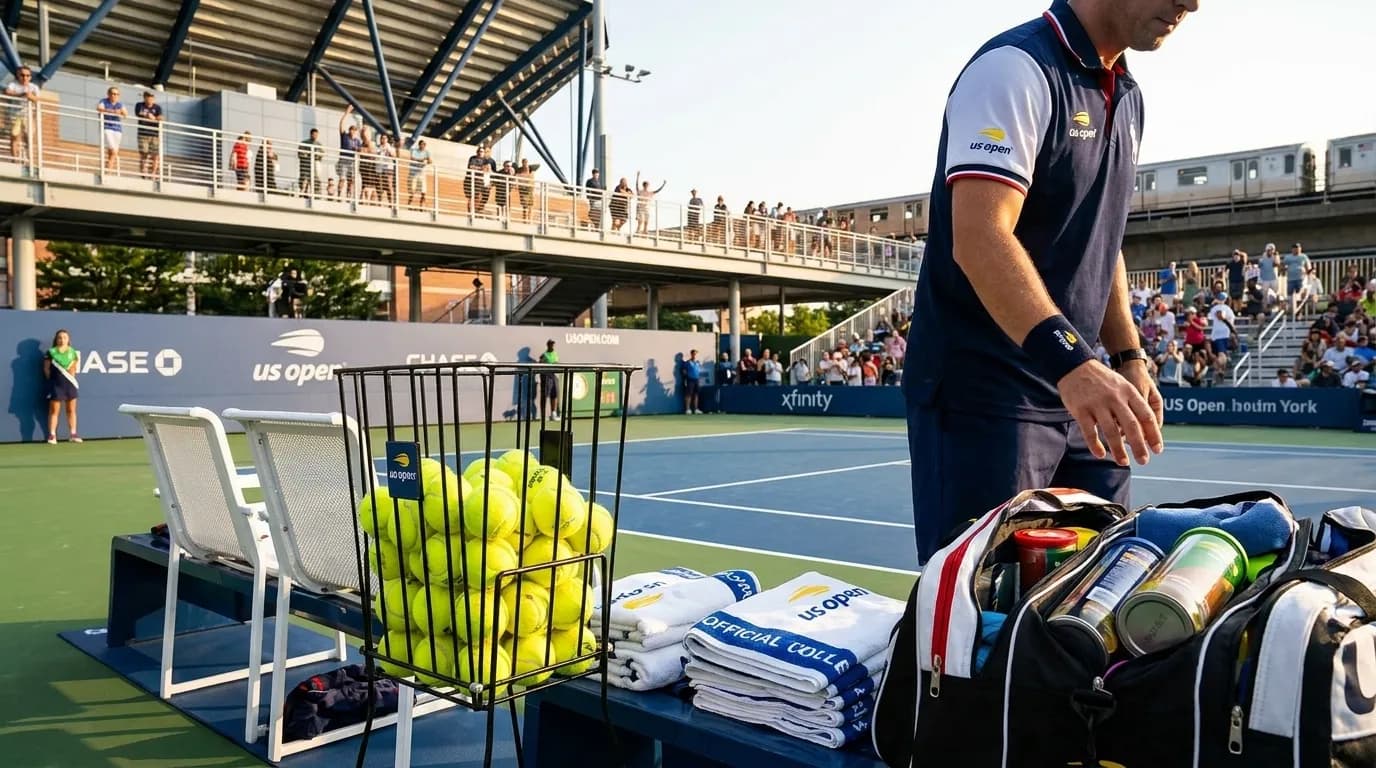 Bright editorial scene supporting How Ball Changes Affect US Open Men and Women.