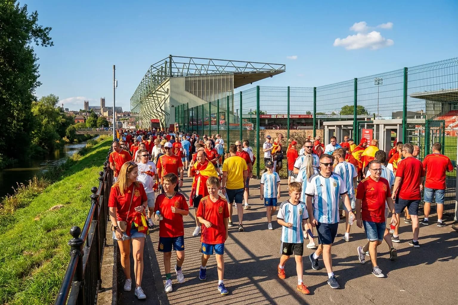 World Cup supporters navigating East Rutherford · New York City · North America during match day.