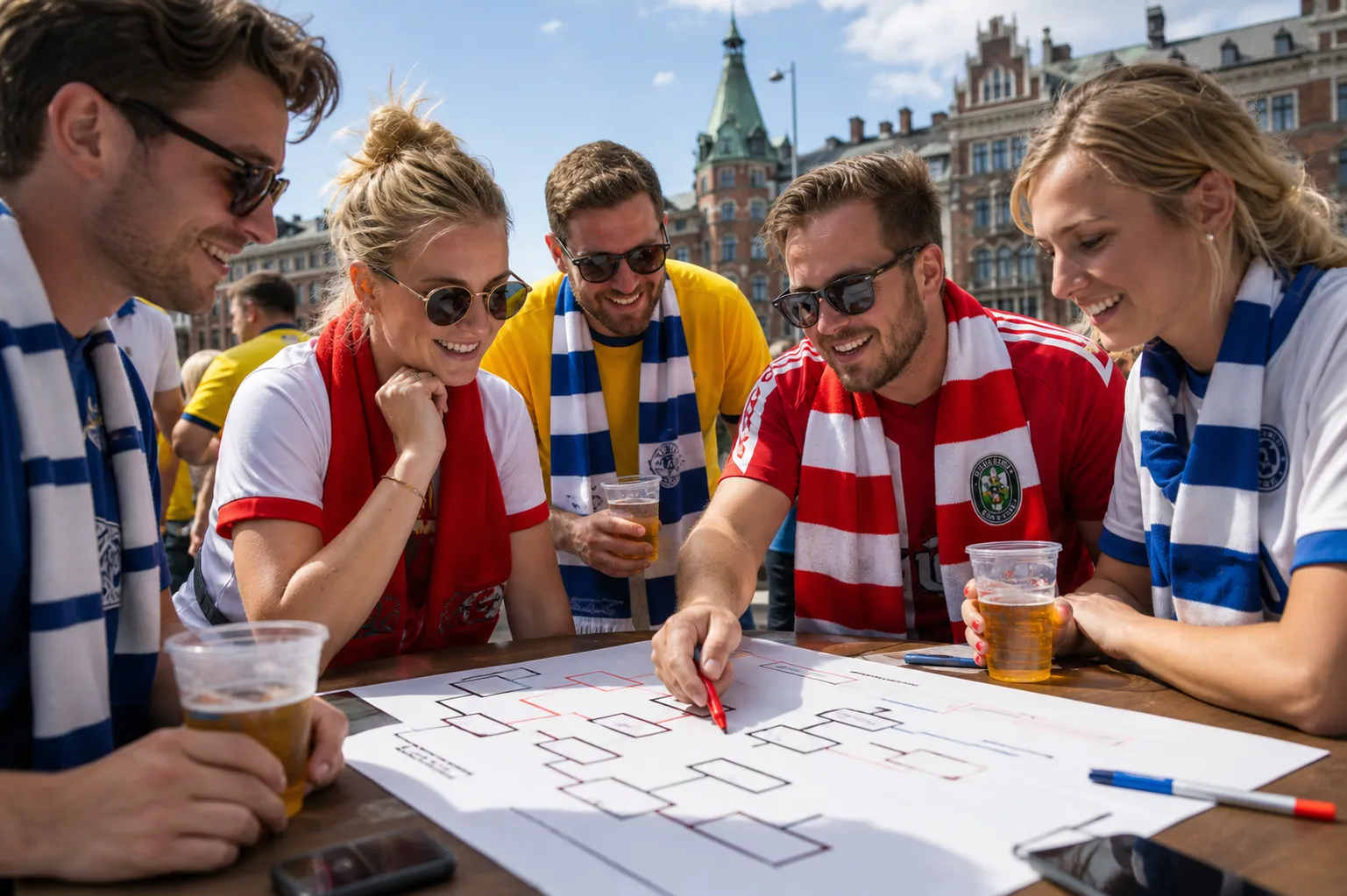 Bright World Cup match-day scene in Atlanta · Miami · New York.