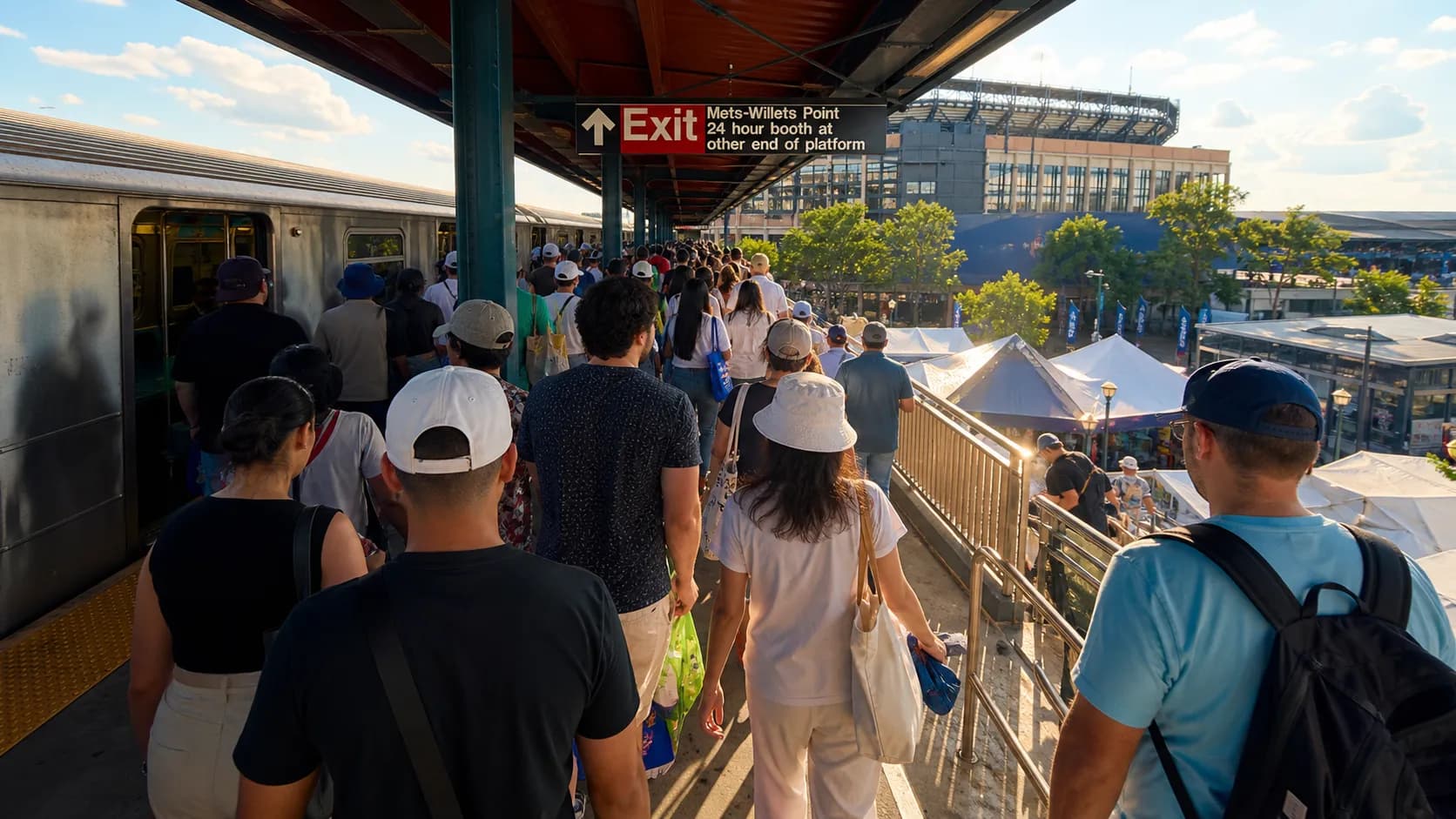 Photorealistic US Open tennis scene for How to Reach the US Open from Manhattan Fast.