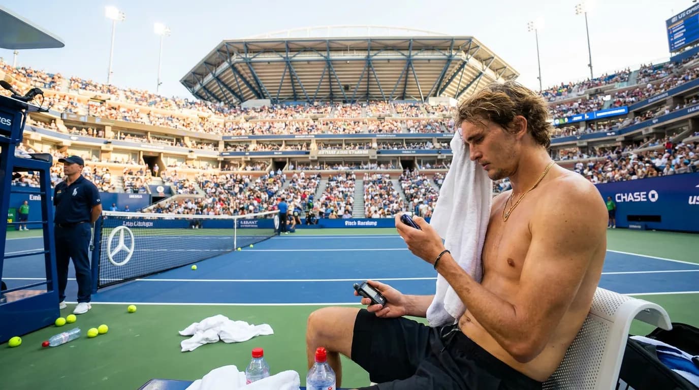 Bright US Open tennis atmosphere illustrating How Zverev Manages Diabetes During the Demanding US Open.