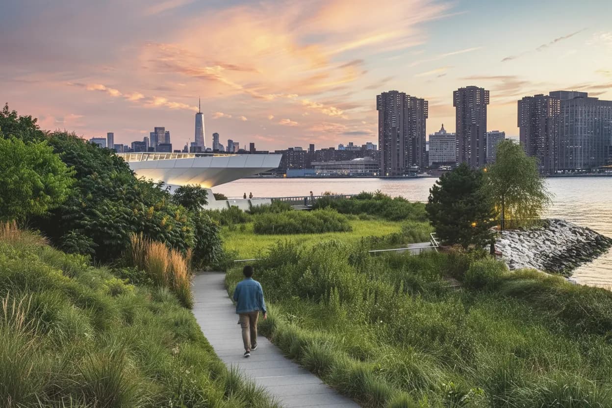 NYC experience scene for Hunter’s Point South Ferry Picnic: A Step-Free Queens Waterfront Backup