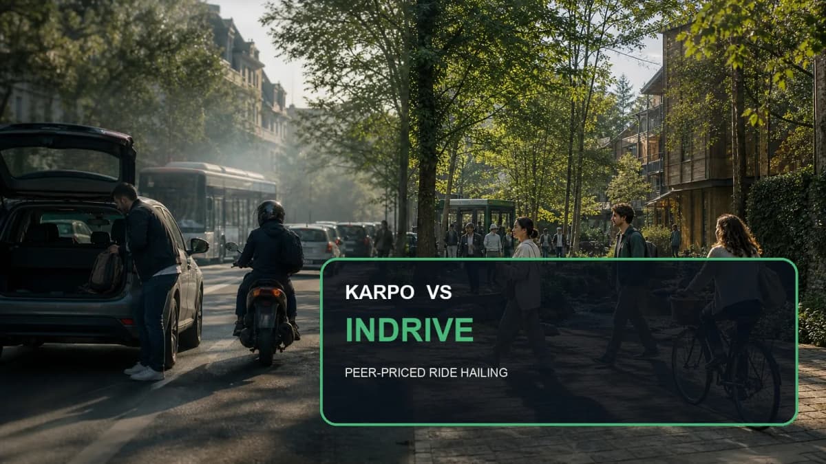 Karpo versus inDrive in a photorealistic editorial comparison.