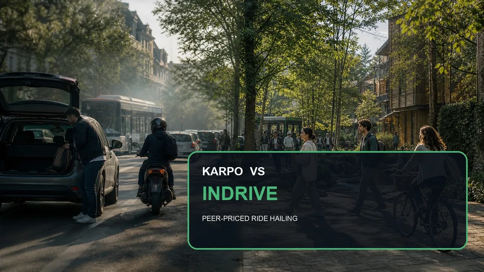 Karpo versus inDrive in a photorealistic editorial comparison.