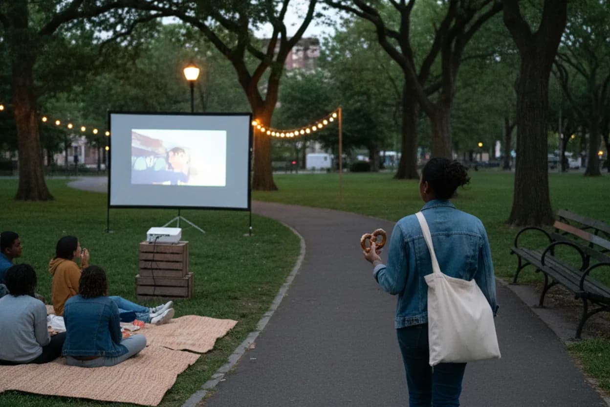 NYC experience scene for Irving Square Park Movie Night: A Free Bushwick Plan for Tweens