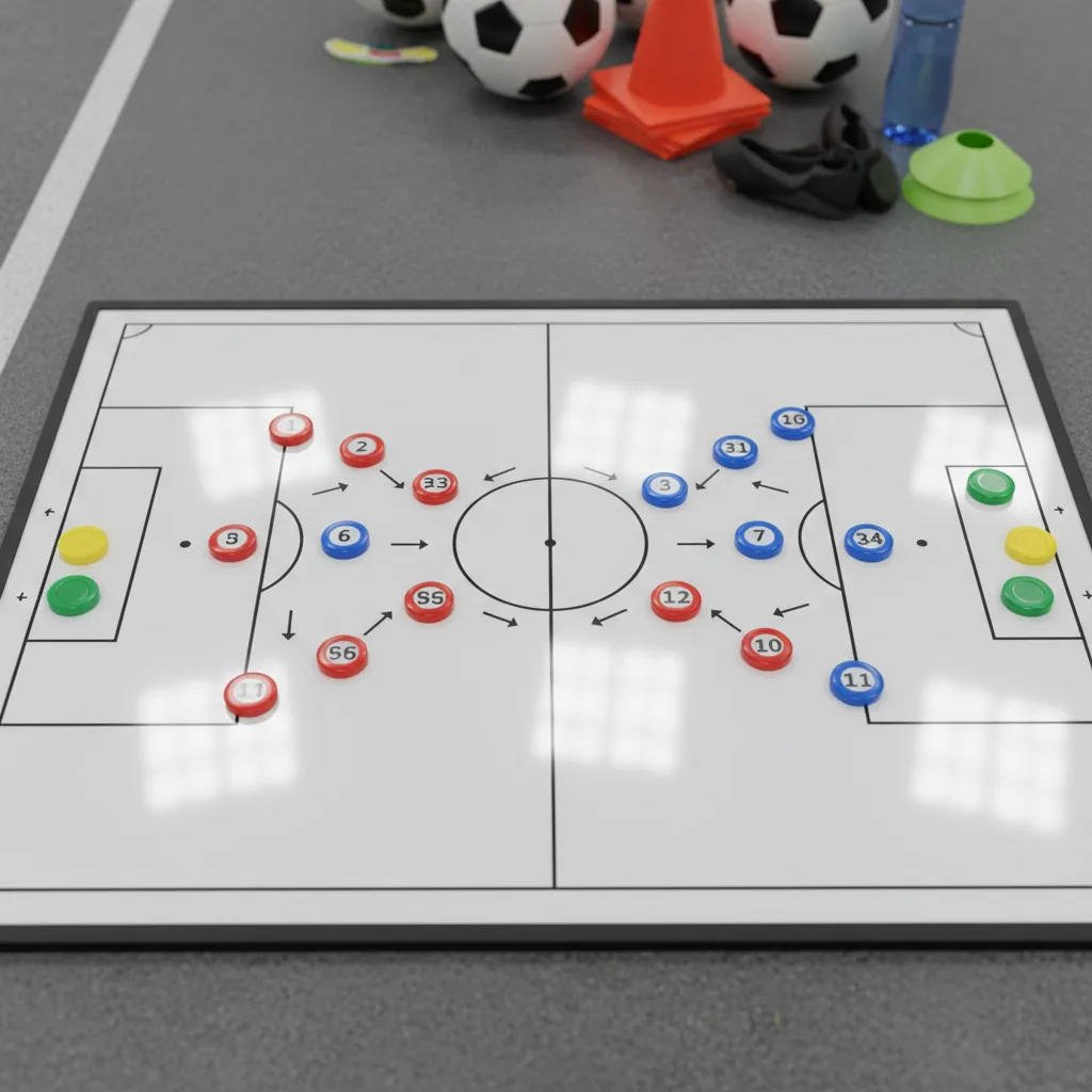 Empty football dugout with coaching equipment during a World Cup match