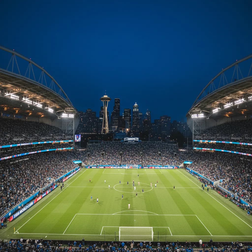 Lumen Field hosts Japan's World Cup match with the Seattle skyline behind