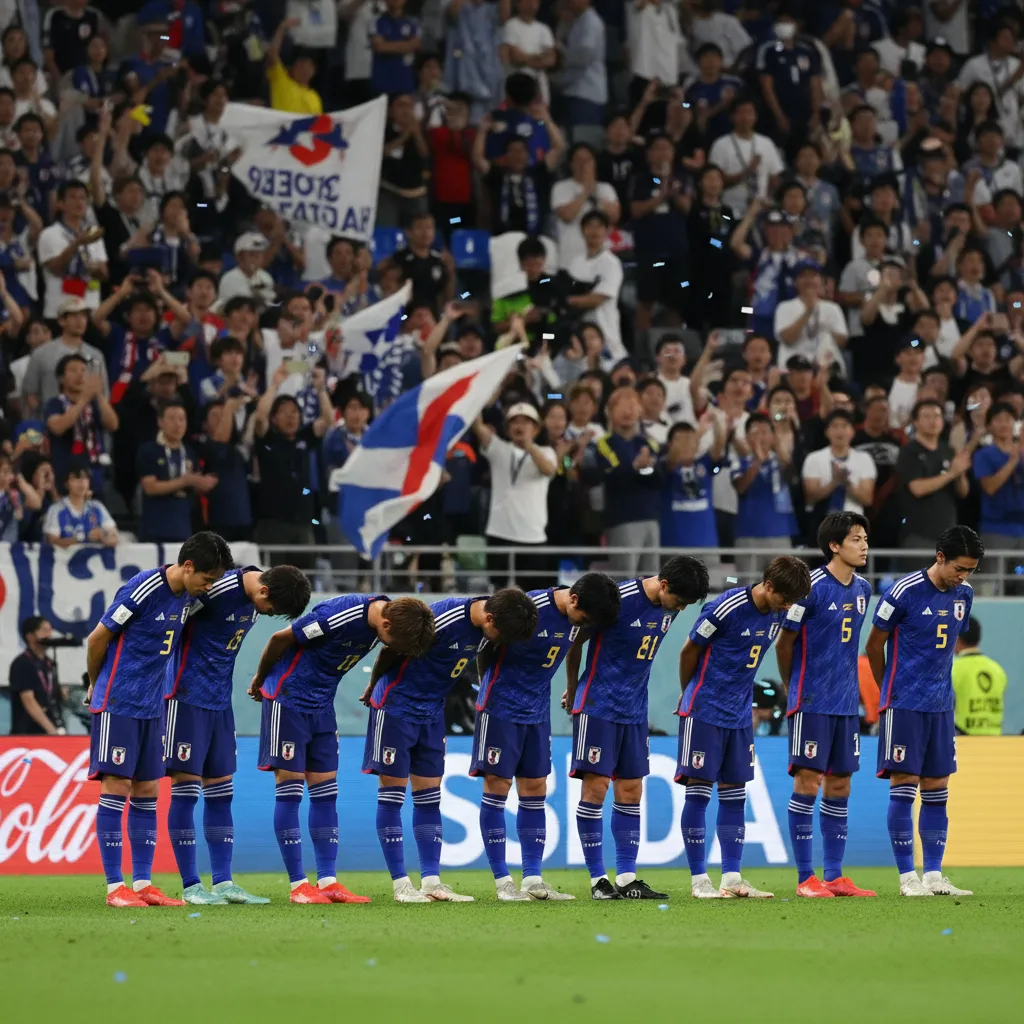 Japan fans waving flags in a packed Atlanta stadium