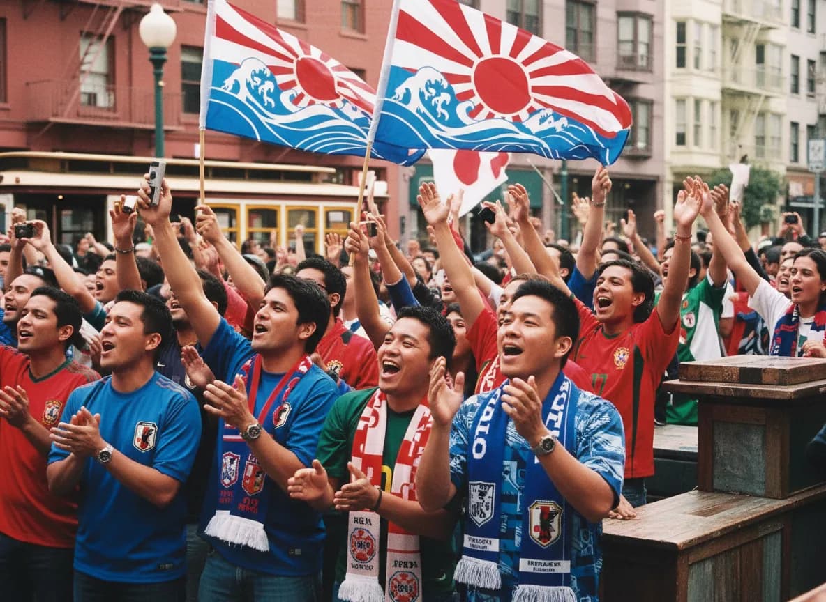 Japan supporters using a public route in San Francisco