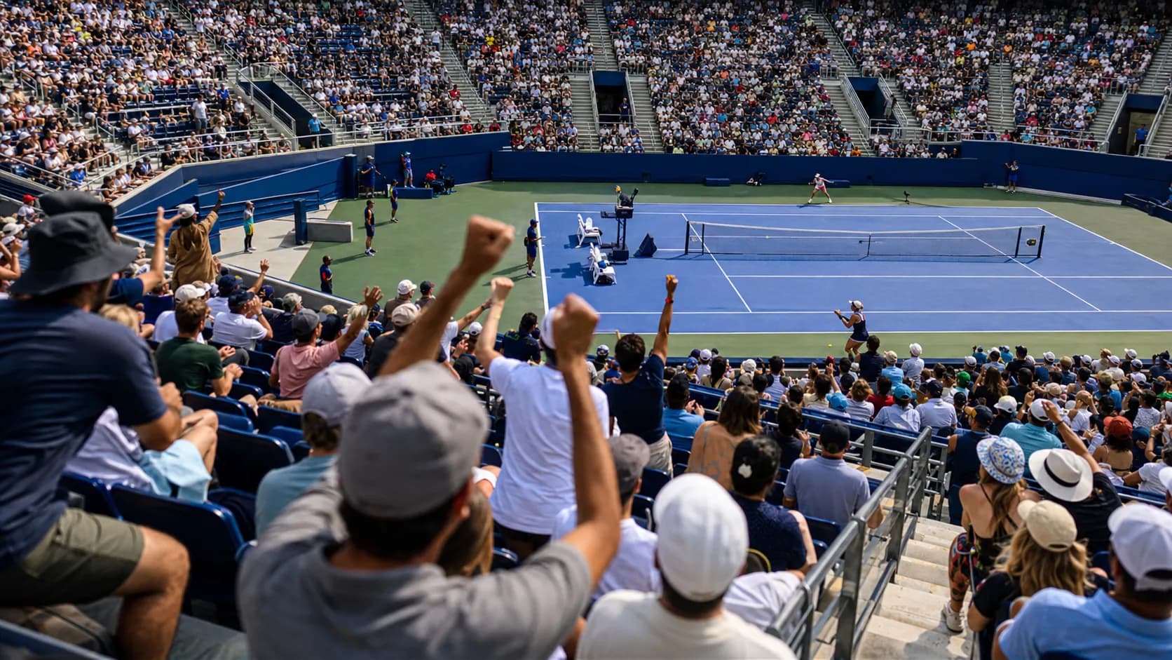 Bright US Open tennis atmosphere illustrating Jasmine Paolini’s Movement Could Disrupt Bigger US Open Hitters.