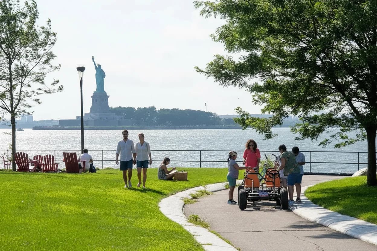 NYC experience scene for Jazz by the Water on Governors Island for a Ferry Date That Stays Outside