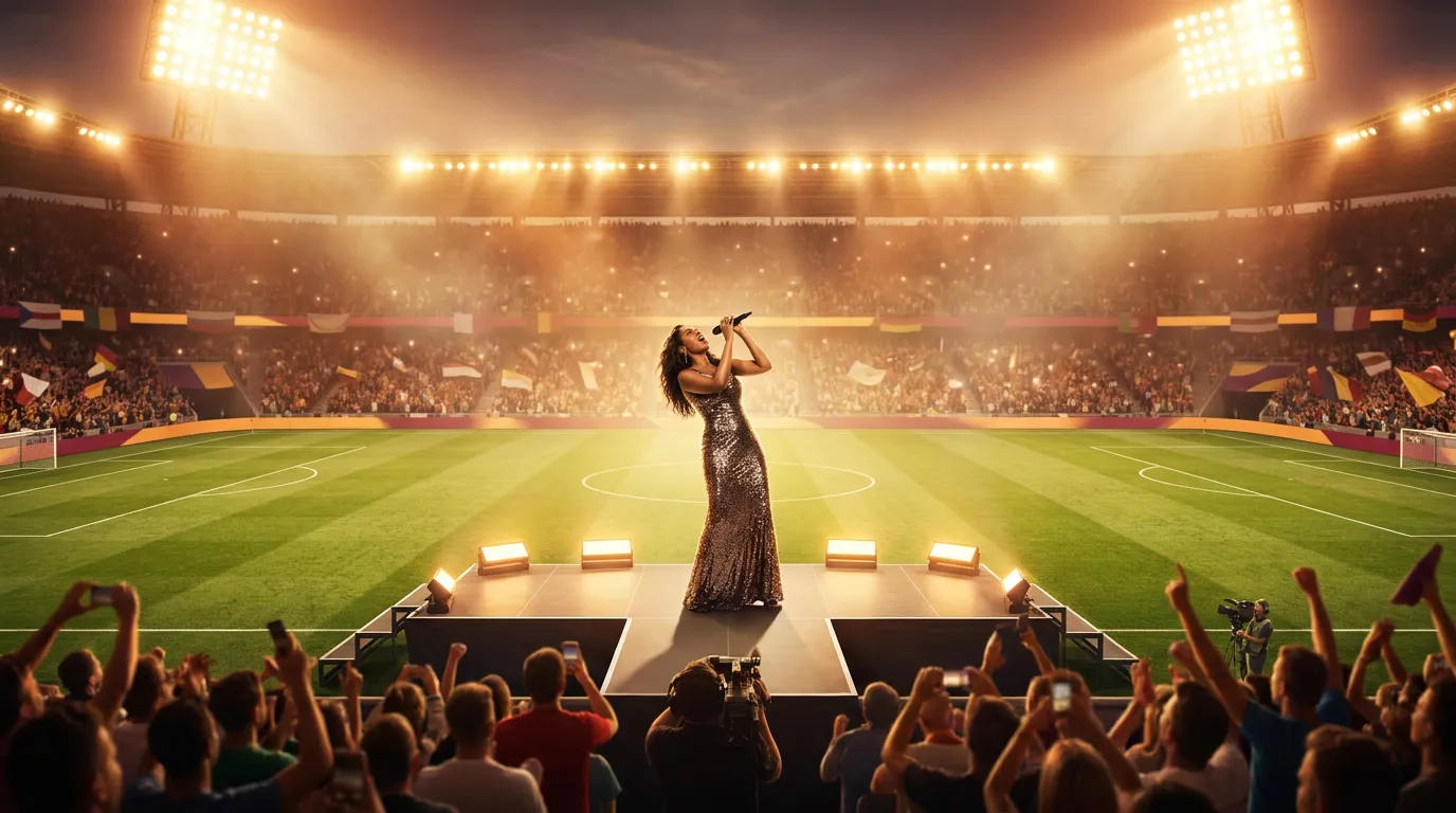 Bright editorial cover for Jennifer Hudson’s Anthem Set a Ceremonial Opening Tone
