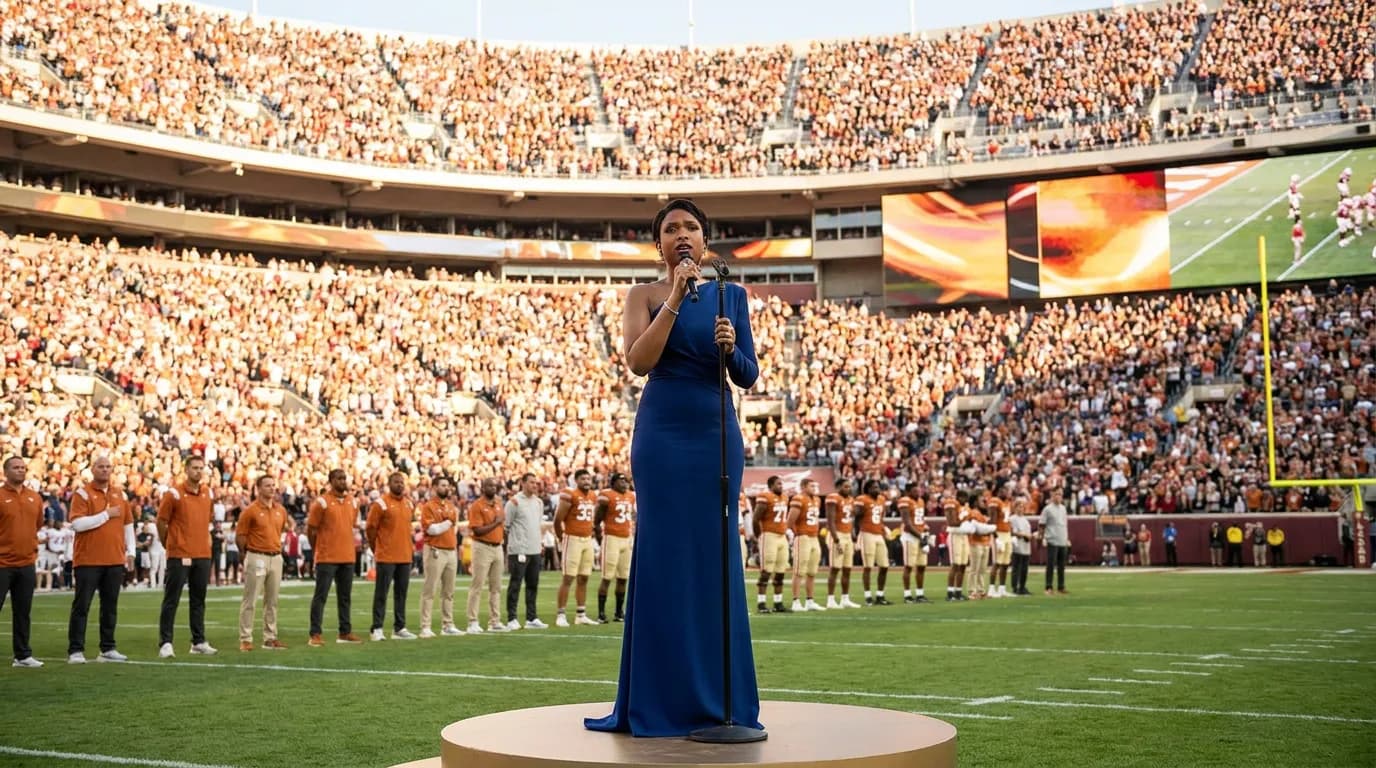 Second editorial detail for Jennifer Hudson’s Anthem Set a Ceremonial Opening Tone