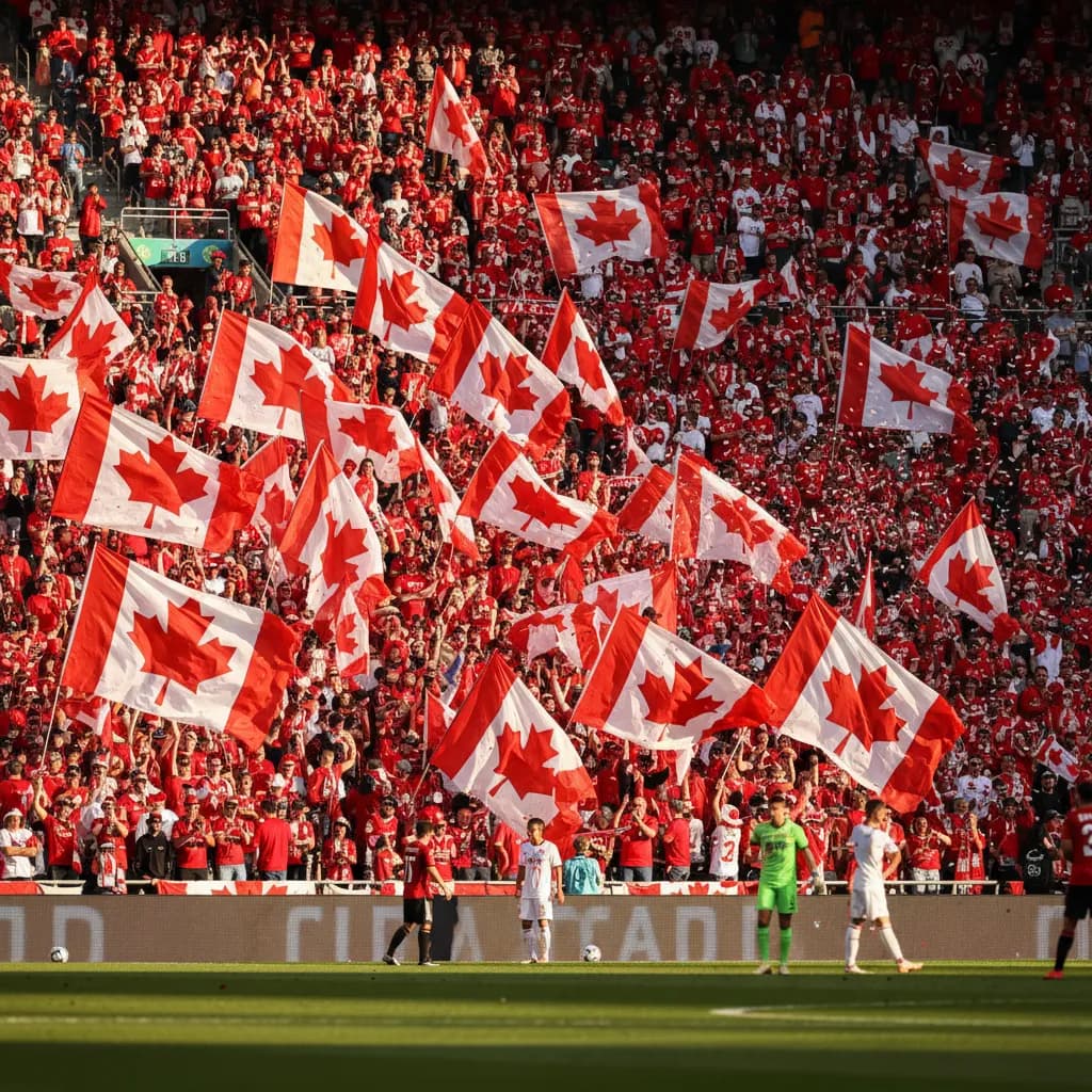 Jonathan David firing home in Canada's red jersey during World Cup 2026