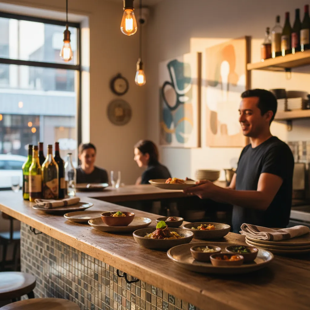 Editorial-style detail scene for Jora Restaurant in New York.