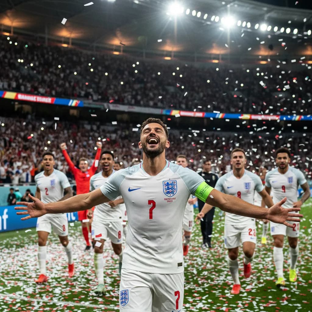 England fans waving flags in a packed Philadelphia stadium