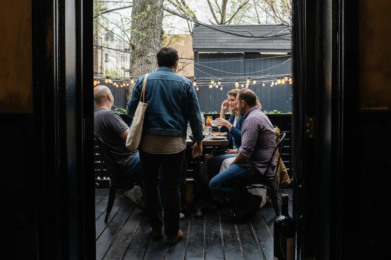 NYC experience scene for June Wine Bar in Cobble Hill for a Low-Talking Natural Wine Night