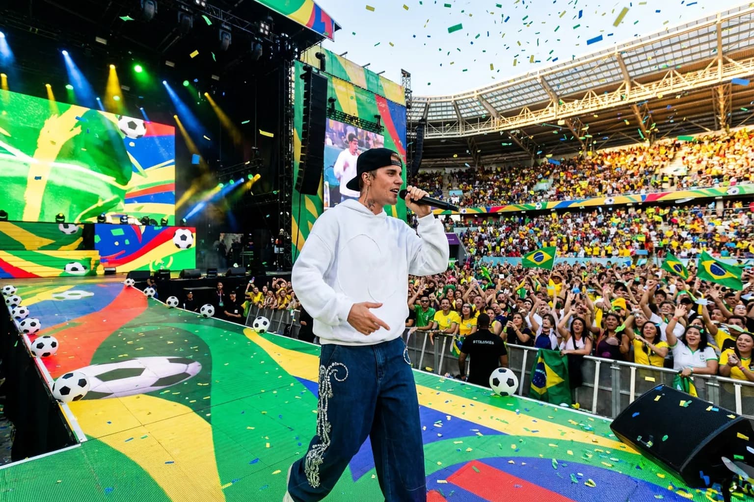 Bright World Cup match-day scene in East Rutherford · New York City · North America.