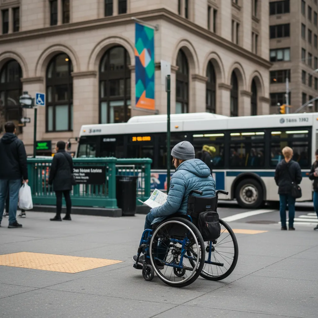 Local NYC scene for Accessible Open House New York Buildings Near MTA Routes.