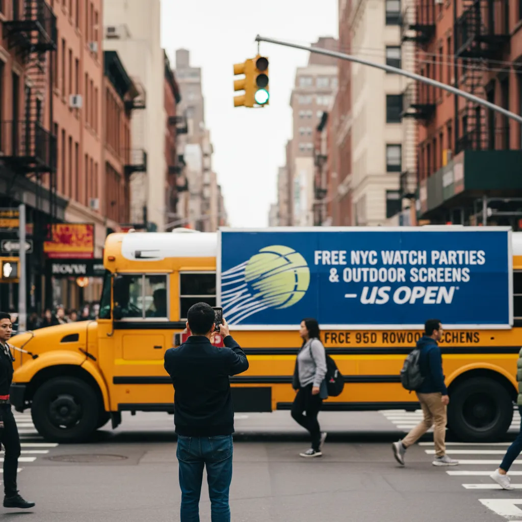 Local NYC scene for Free NYC Watch Parties And Outdoor Screens For The US Open.