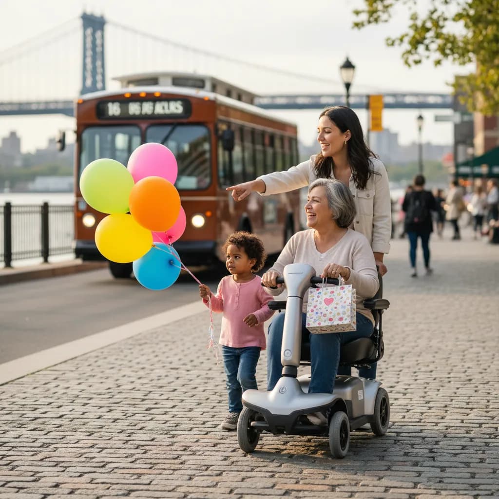 Local NYC scene for Mother’s Day Ideas For Moms Who Cannot Walk Long Distances.