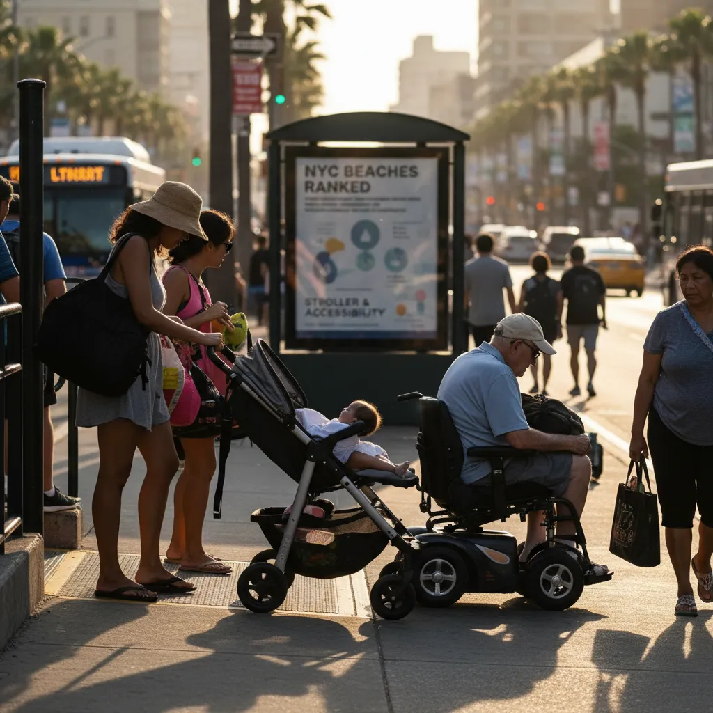 Local NYC scene for NYC Beaches Ranked By Stroller And Wheelchair Accessibility.