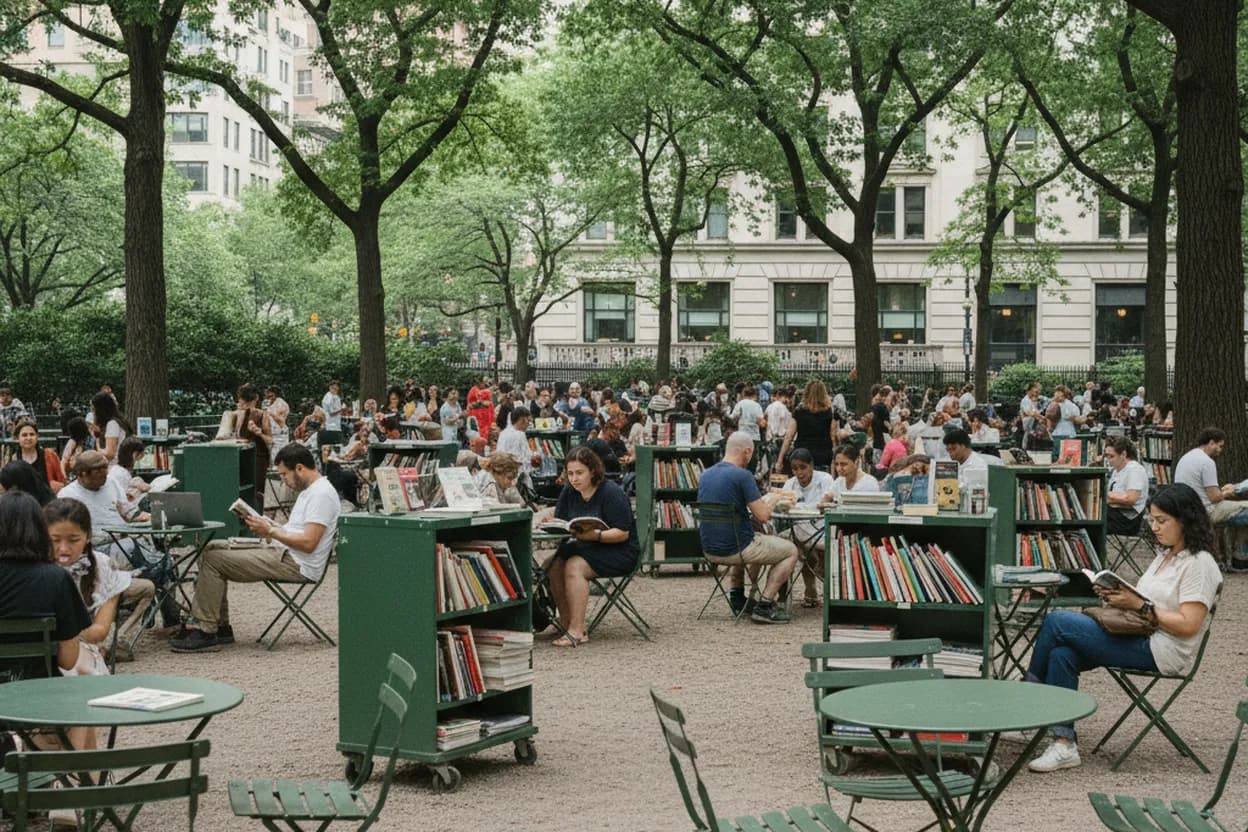 Cover scene for Bryant Park Reading Room on a Hot Afternoon for Solo Midtown Reset Math